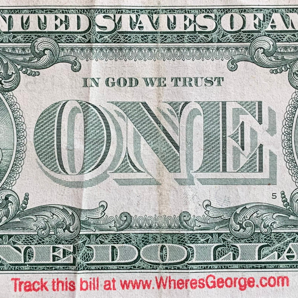 1 Line "Track this bill at www.WheresGeorge.com" Design // Self Inking Stamp Construction, 8 Color Options