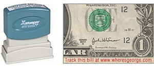 1 Line "Track this bill at www.WheresGeorge.com" Design // Xstamper Stamp Construction, 11 Color Options