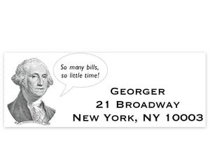 Where's George? Return Address Stamp // So Many Bills, So Little Time! // Available In 8 Vibrant Colors Of Ink!
