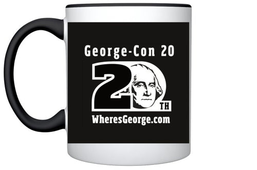 The  20th Anniversary Where's George? George-Con 20 Black and White Mug