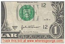 Load image into Gallery viewer, 1 Line: &quot;Track This Bill at www.WheresGeorge.com&quot; Design // Acrylic Stamp Construction